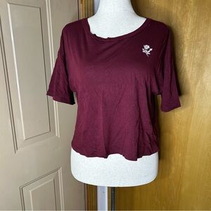Garage Maroon Tee with Floral Detail